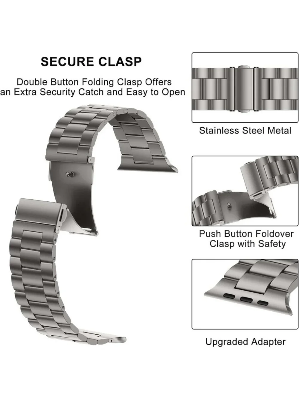 Stylish Stainless Steel Link Band for Apple Watch Ultra 49mm - Unisex Metal
